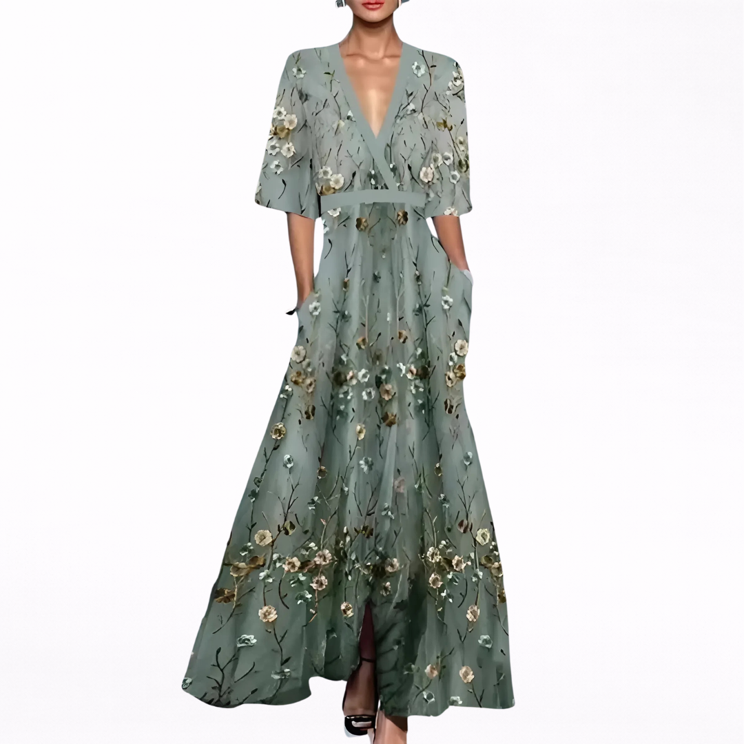 Valentina | Abito lungo elegante con scollo profondo