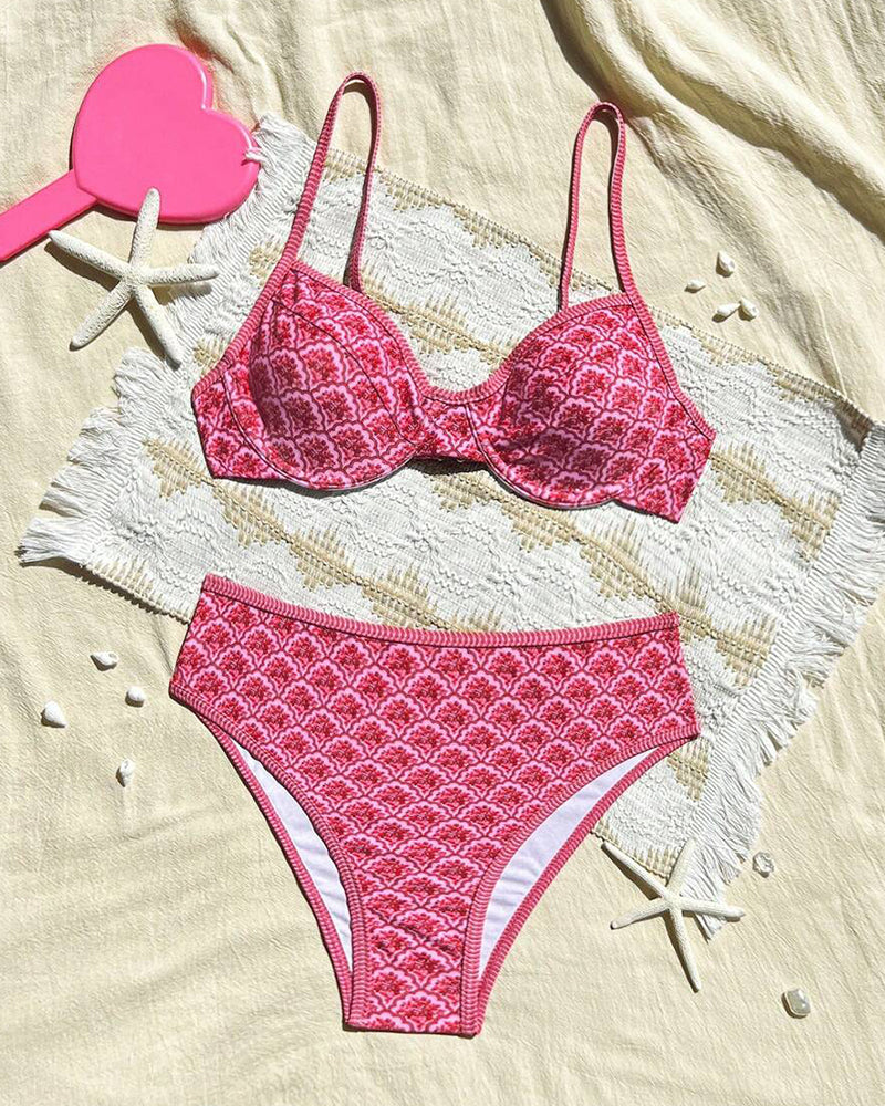 Bikini sexy con bretelline a triangolo stampato