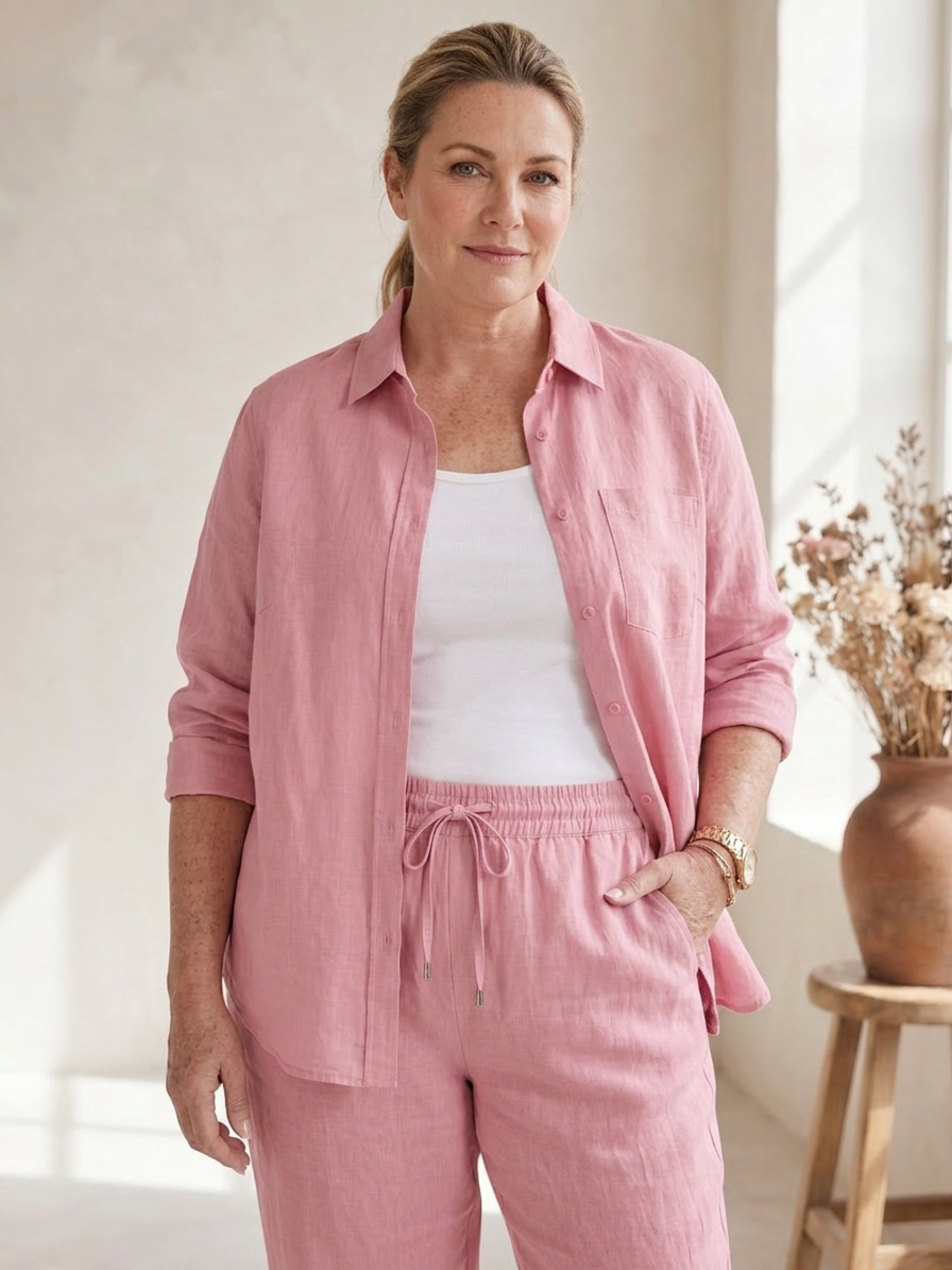 Noor | Set Camicia Manica Lunga e Pantalone Dritto