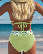 Bikini sexy con scollo a V profondo e spacco stampato