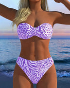 Costume da bagno sexy due pezzi con stampa leopardata