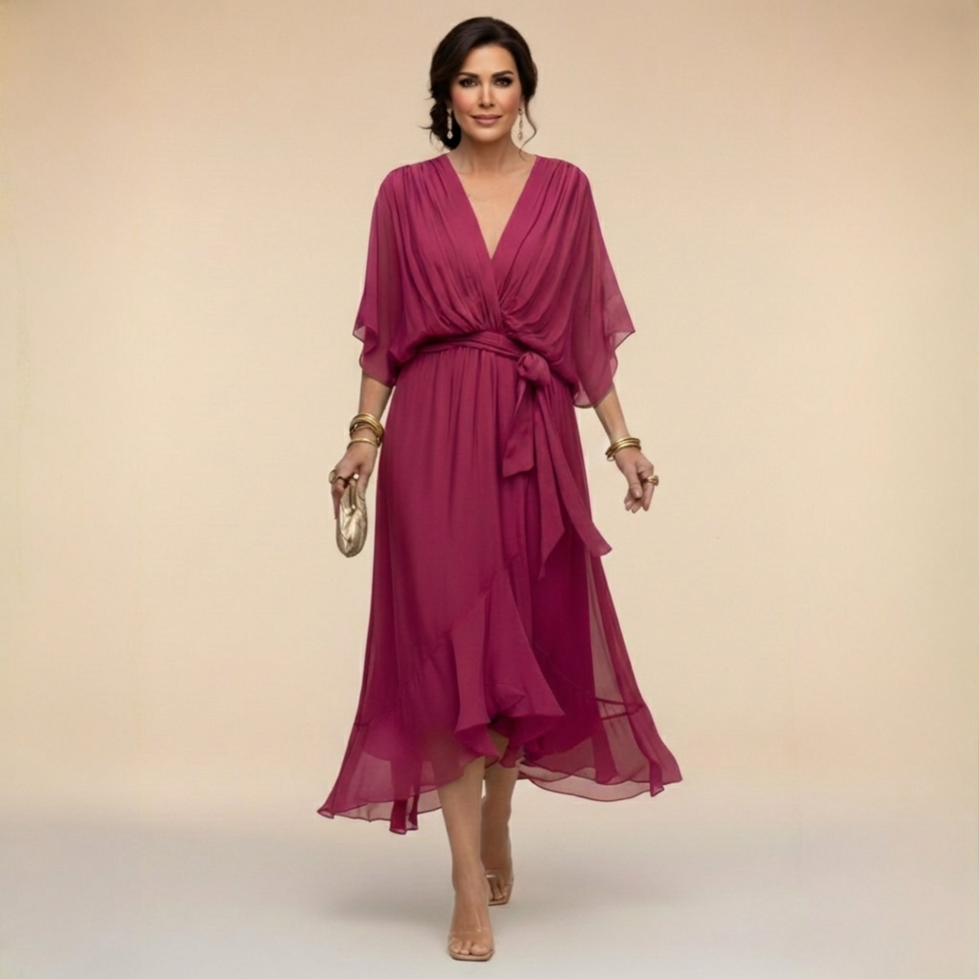La Scintilla | Abito in chiffon con scollo a V