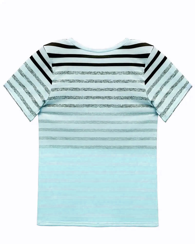 T-Shirt Girocollo A Maniche Corte A Righe