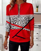 Felpa con collo con zip stampata