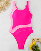 Costume da bagno intero di tendenza con colori a contrasto