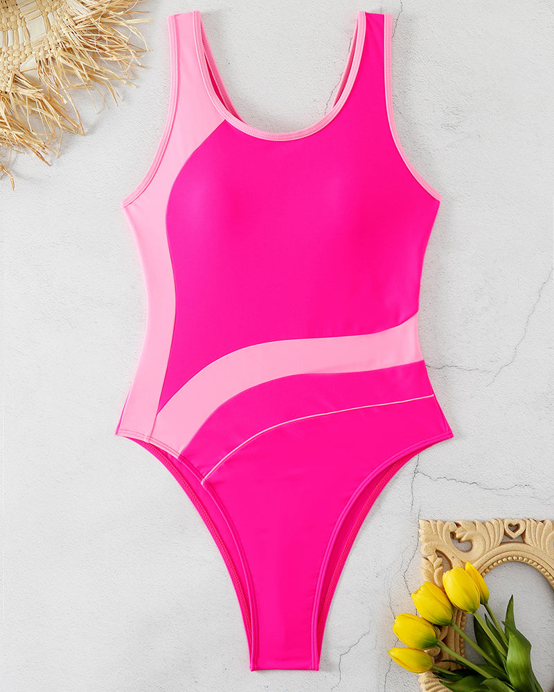 Costume da bagno intero di tendenza con colori a contrasto