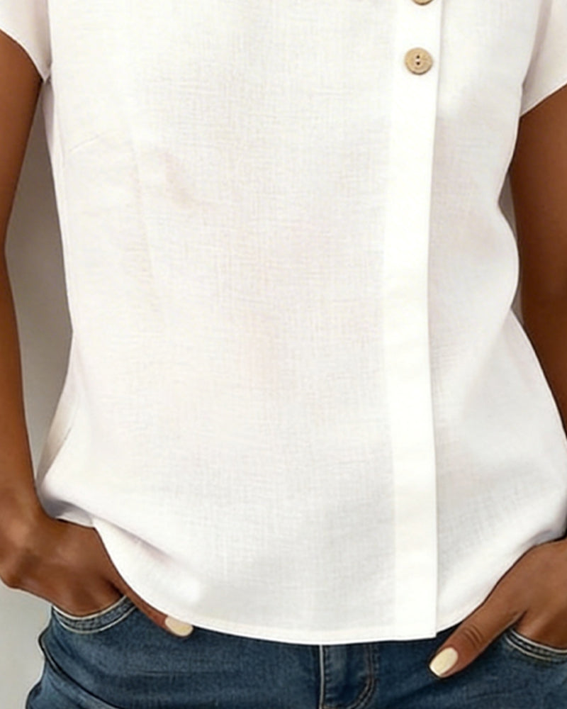 Top petalo Manica diagonale Scollo a V