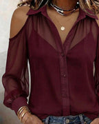 Set due pezzi con camicia trasparente a spalla scoperta e canotta