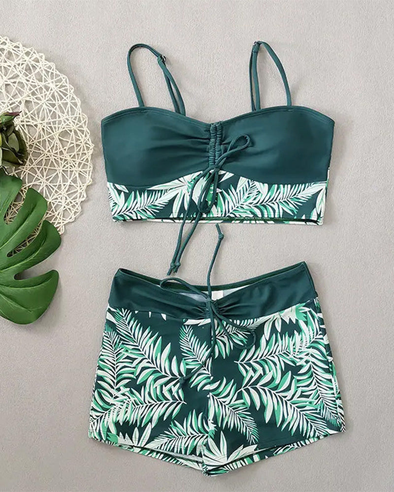 Bikini a vita alta Boyleg stampato