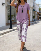 Completo due pezzi stampato casual con pantaloncini