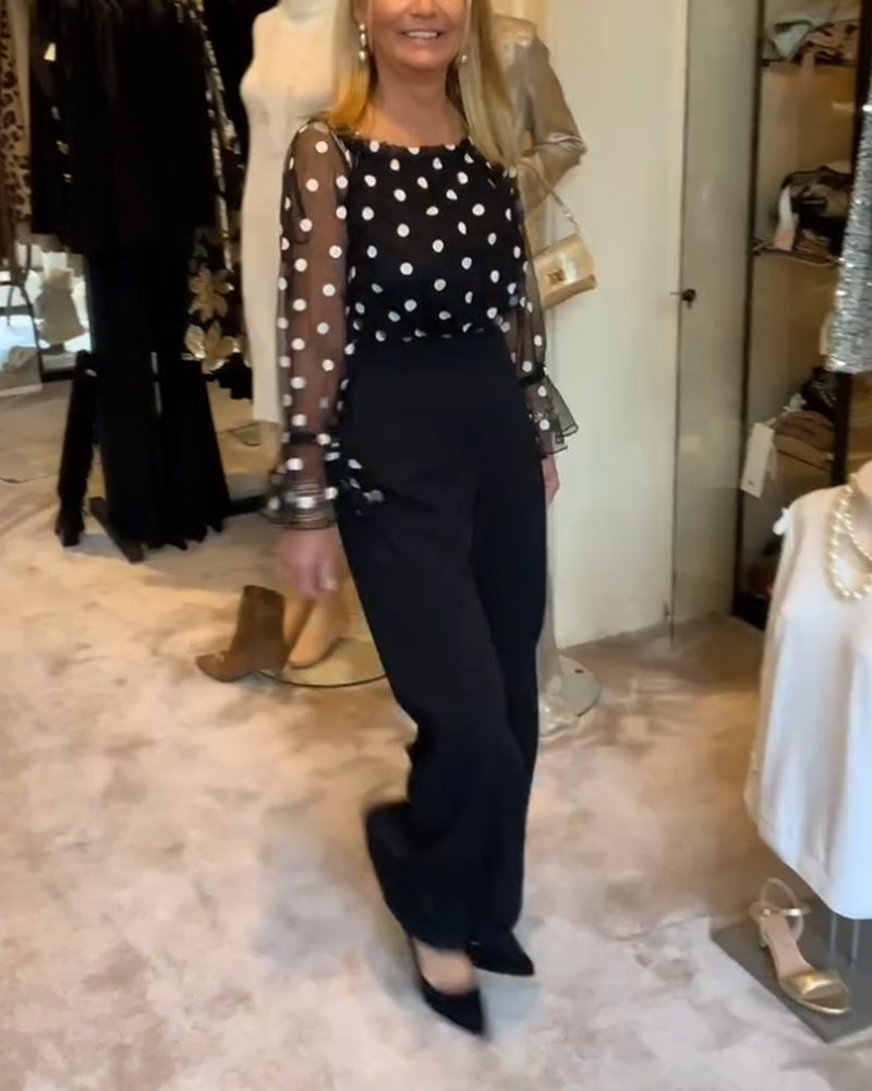 Camicia Casual Trasparente a Pois