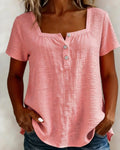 T-shirt testurizzato scollo quadrato manica corta