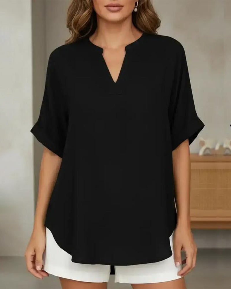 Camicetta Ampia Tinta Unita da Donna Casual