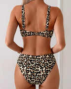 Bikini a balconcino senza spalline stampa leopardata