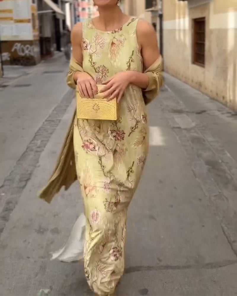 Abito lungo senza maniche + Cardigan coordinato