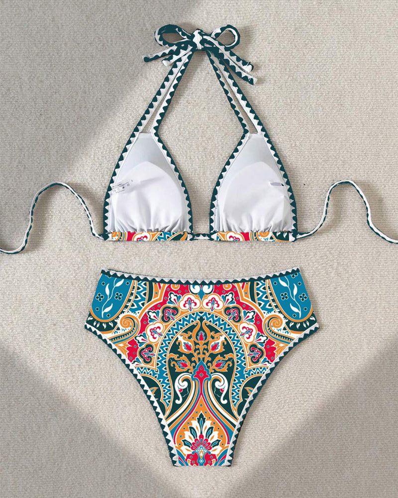 Top Bikini Sexy Stile Reggiseno Triangolo Stampato