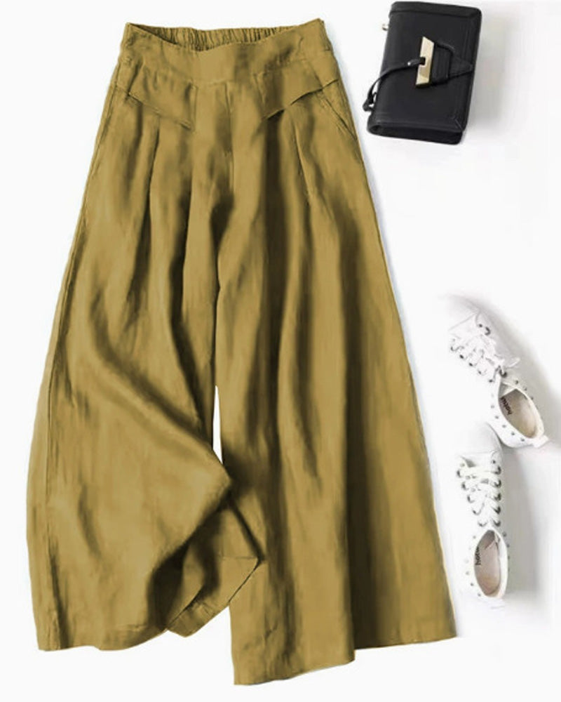 Pantaloni Ampi a Vita Alta Effetto Modellante Corti