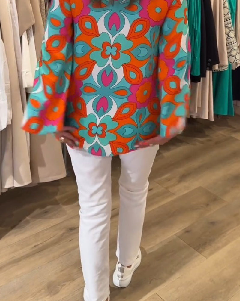 Blusa stampata ampia e versatile