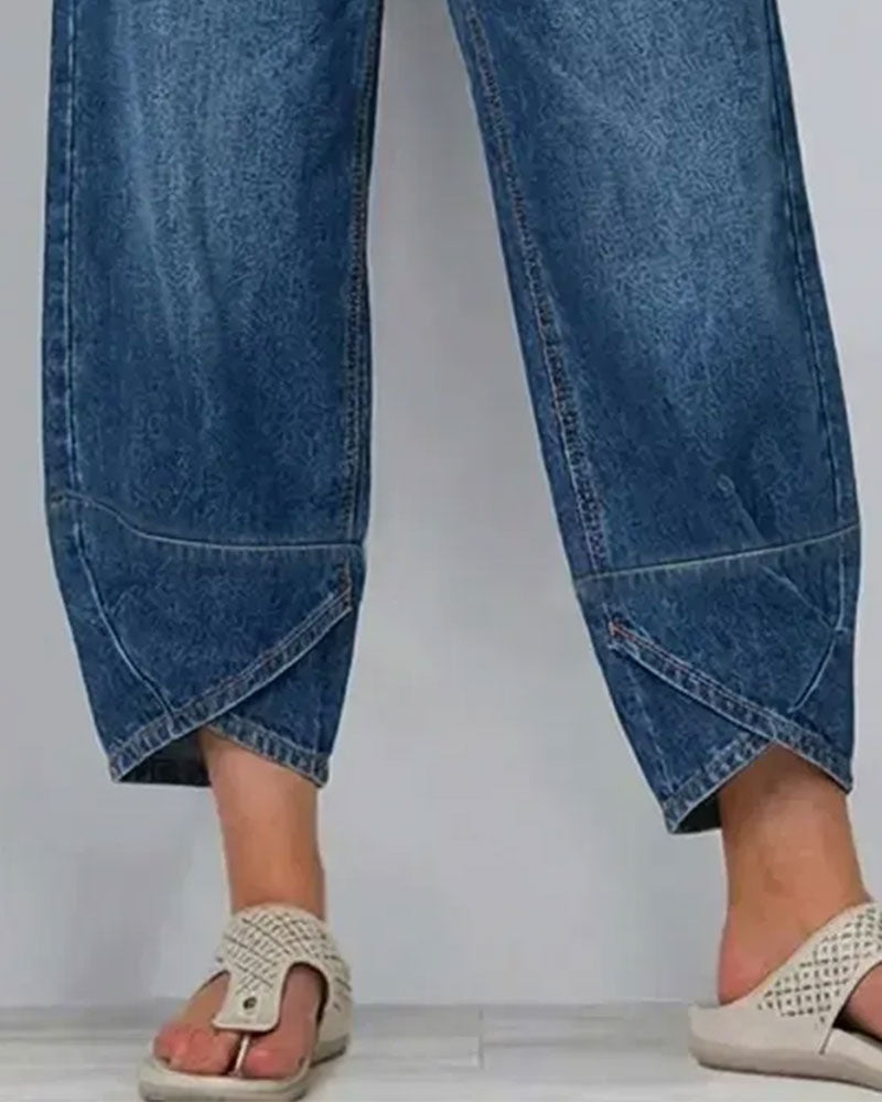 Pantalone in denim patchwork casual