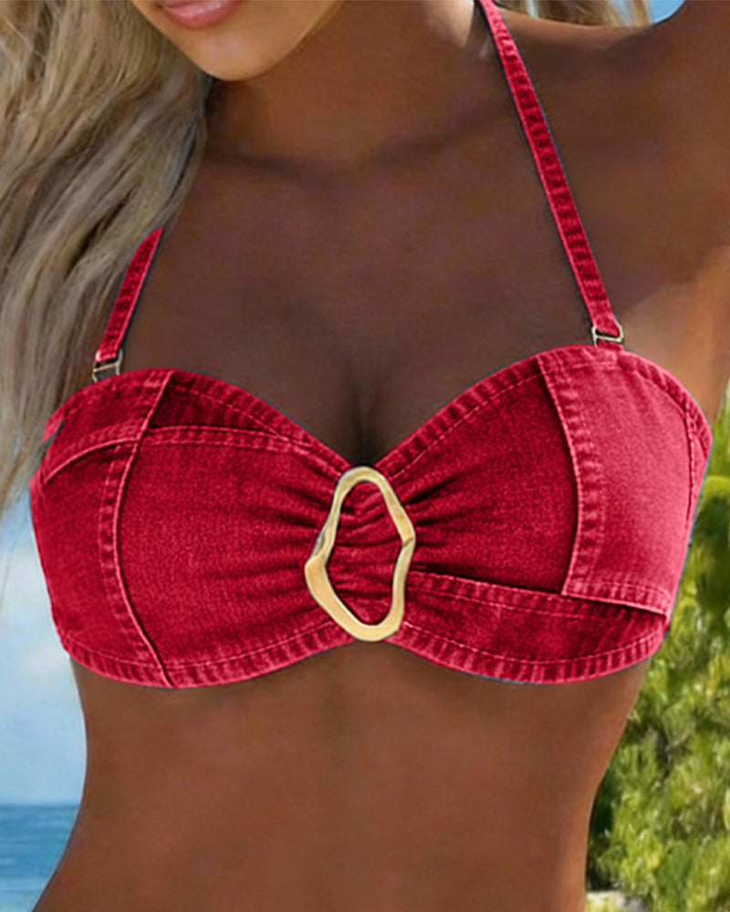 Bikini Due Pezzi con Bretelline e Fibbia Metallica