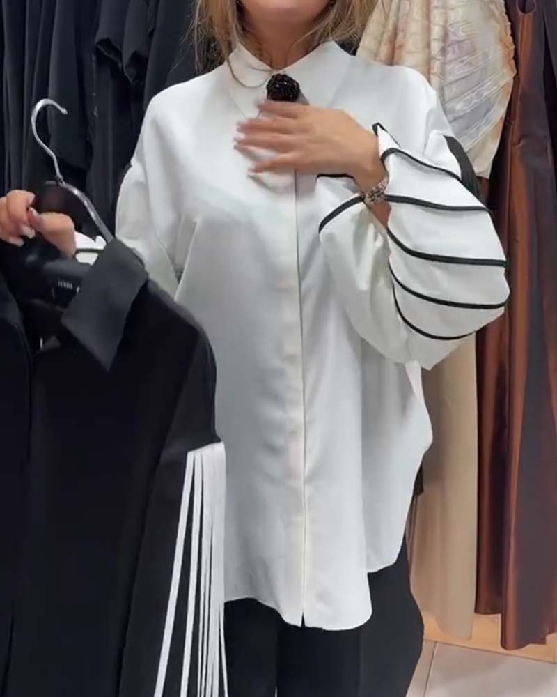 Camicia in contrasto a maniche lunghe