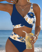 Bikini floreale patchwork color block