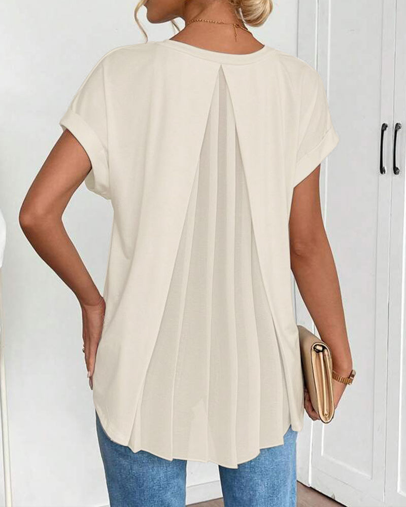 T-Shirt A Maniche Corte Tinta Unita Patchwork