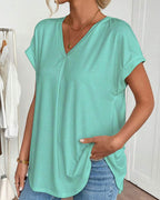 T-Shirt A Maniche Corte Tinta Unita Patchwork