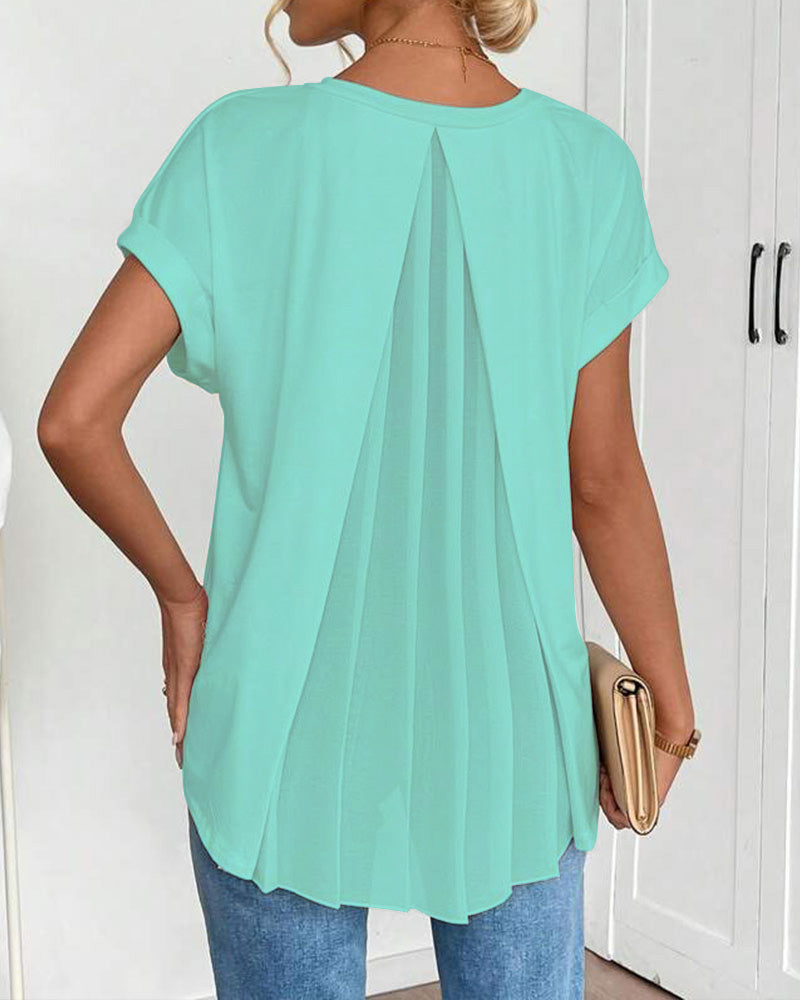 T-Shirt A Maniche Corte Tinta Unita Patchwork