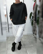 100% cotone Camicetta con colletto largo tinta unita casual