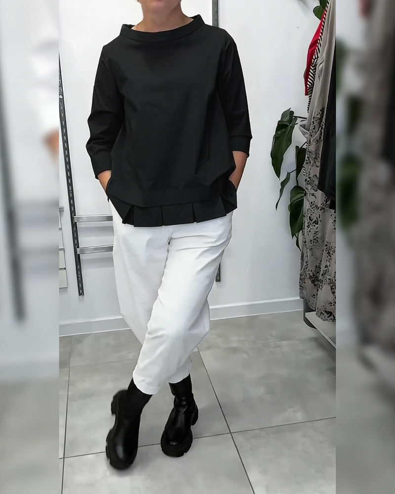 100% cotone Camicetta con colletto largo tinta unita casual