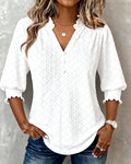 Top scollo a V con motivo Argyle e maniche corte