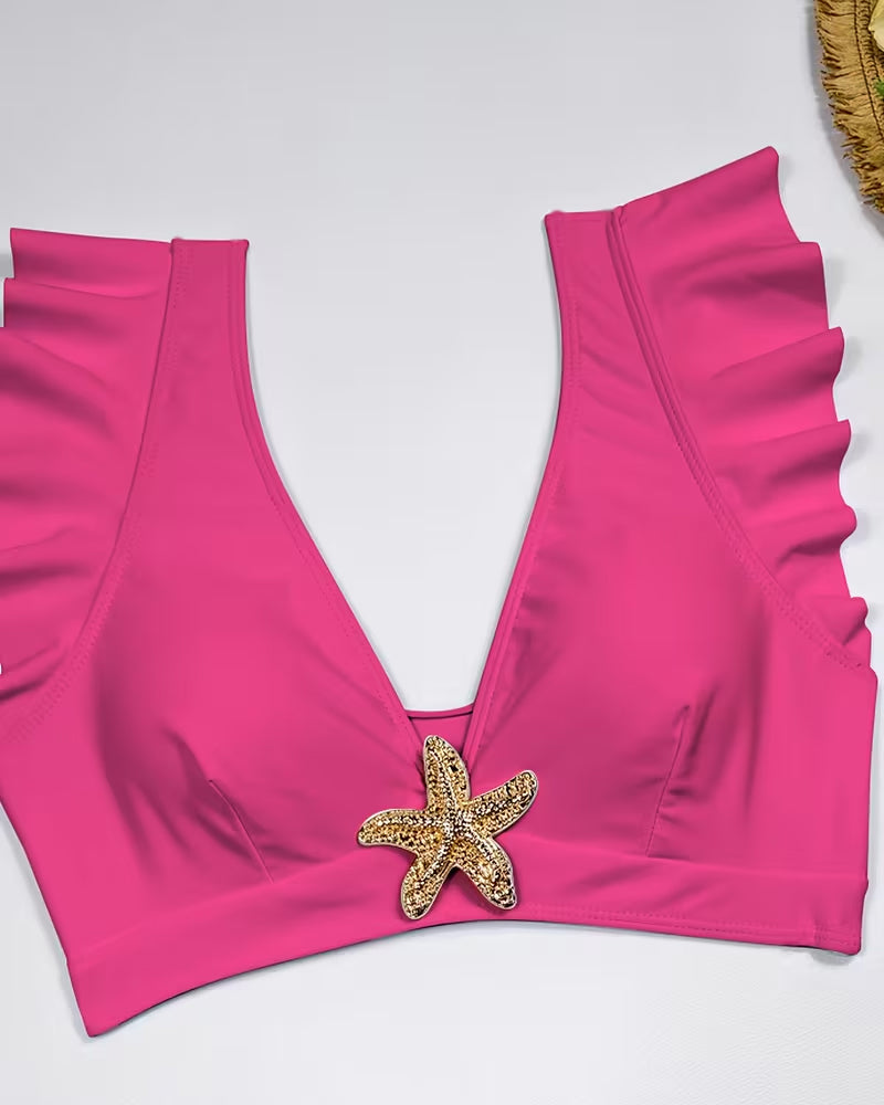 Costume Da Bagno Due Pezzi Con Balze E Stella A Cinque Punte