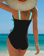 Costume da bagno intero con laccetti a contrasto