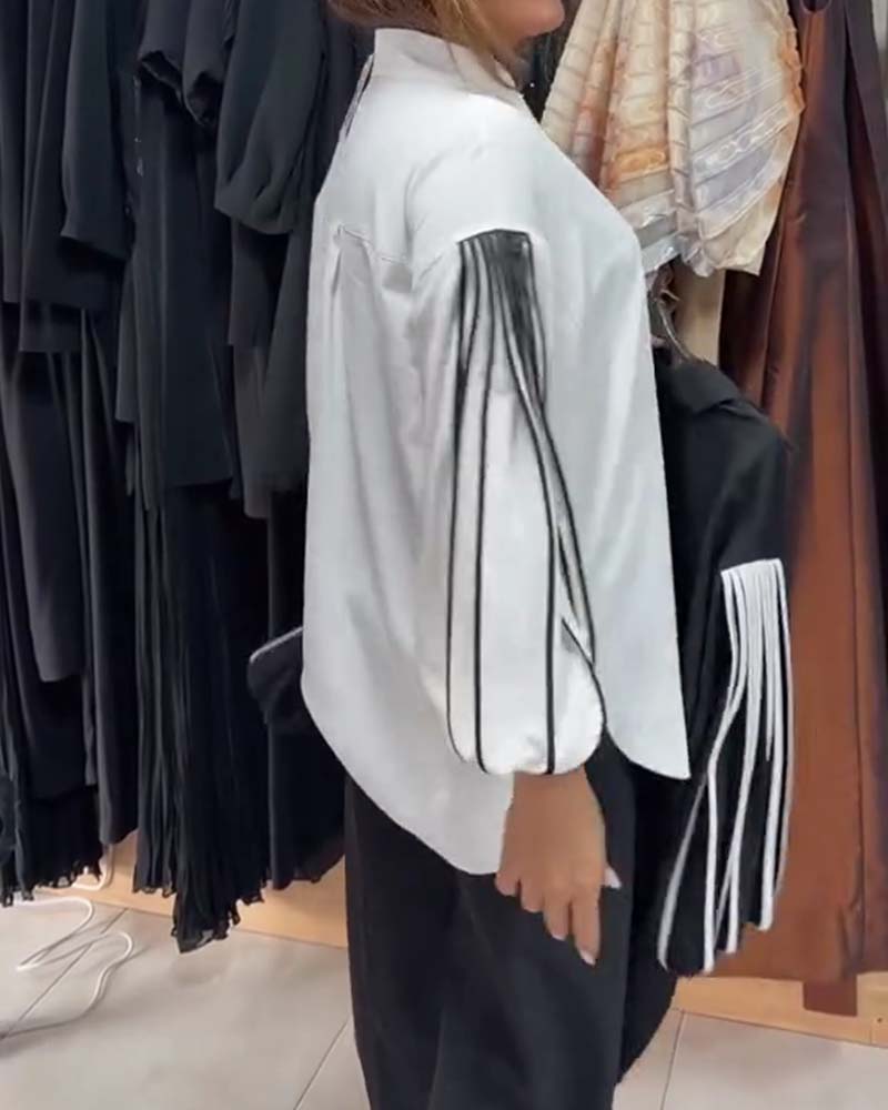 Camicia in contrasto a maniche lunghe