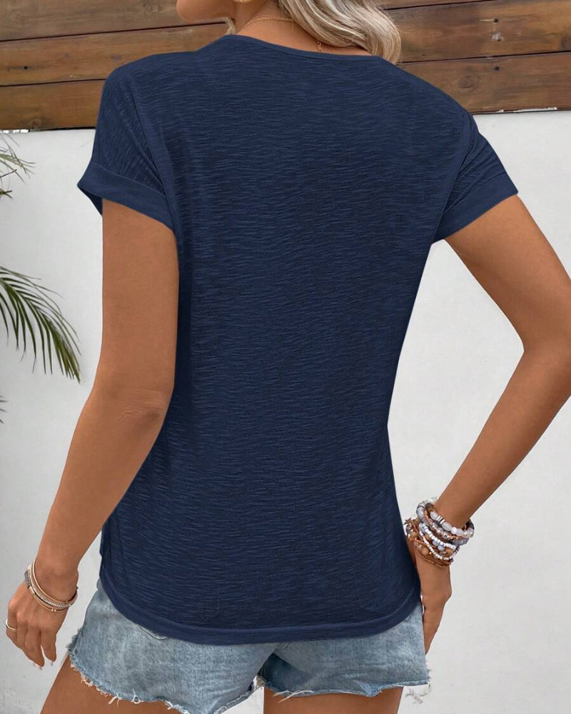 T-Shirt Girocollo Monocolore A Maniche Corte
