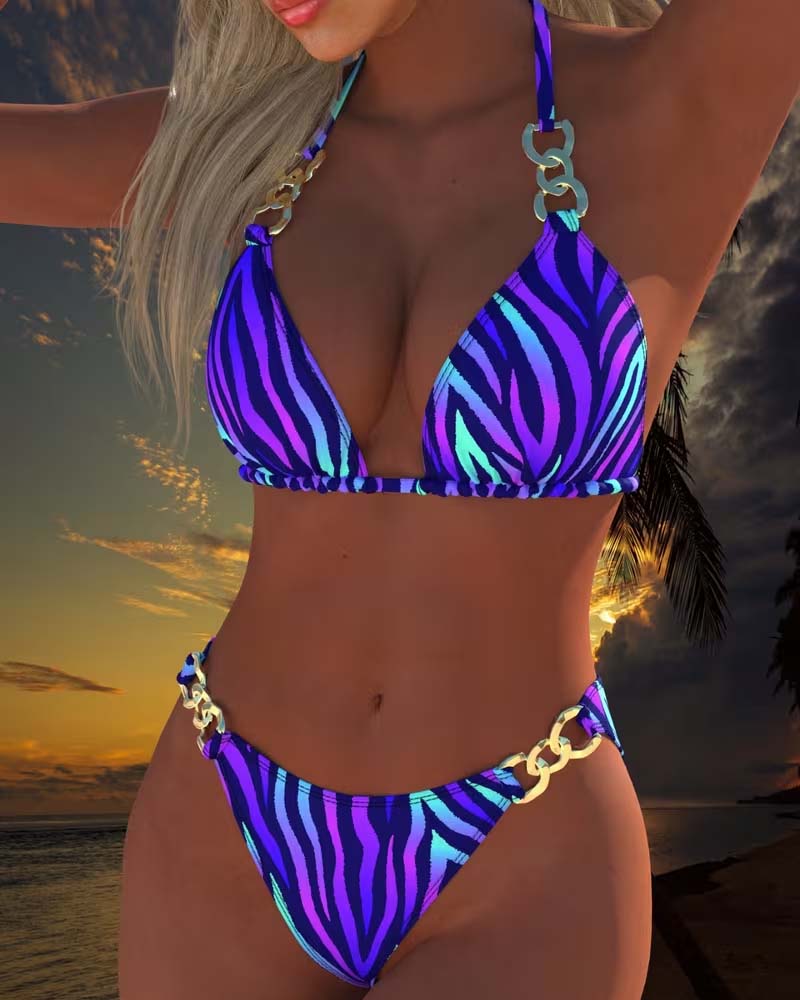 Costume da bagno bikini stampato sfumato di tendenza