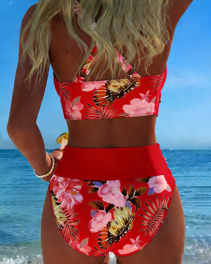 Bikini Contrasto Floreale Spacco