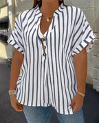 Camicia a righe con scollo a V e bottoni