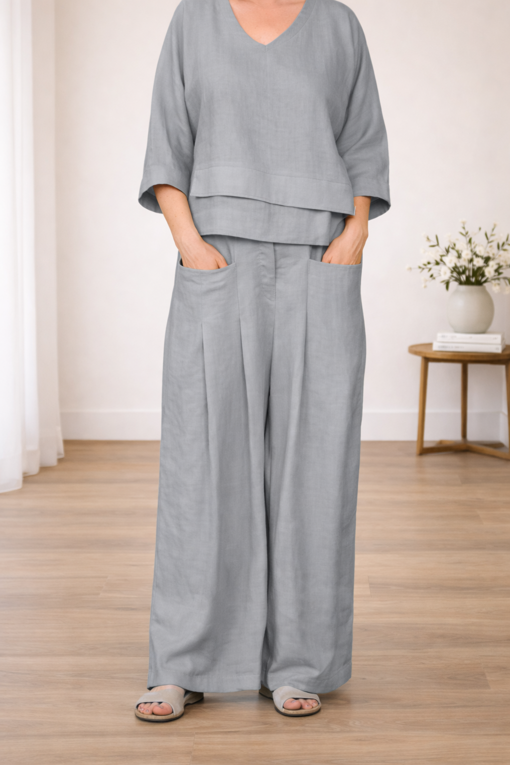 Completo in cotone e lino, comodo ed elegante