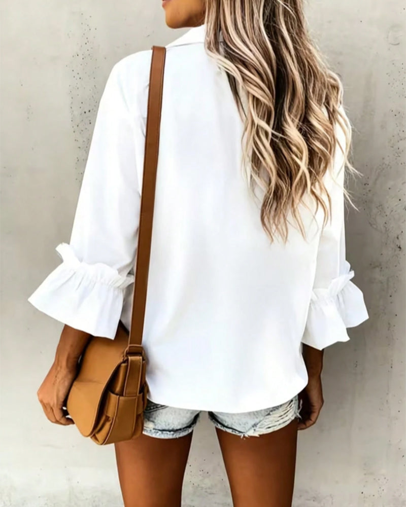 Camicia tinta unita con taschino, modello casual