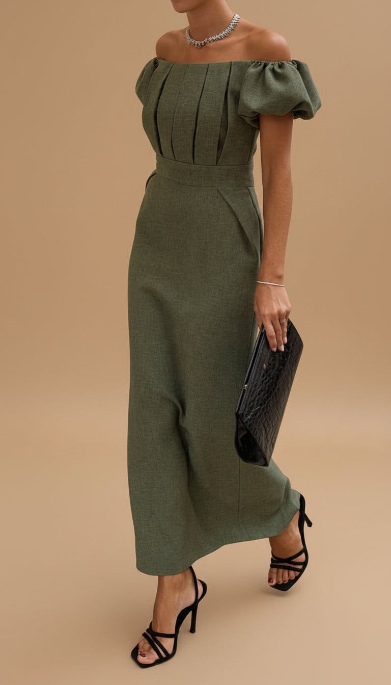 GELSOMINO | Elegante abito midi con punto vita accentuato e stile da sera senza tempo