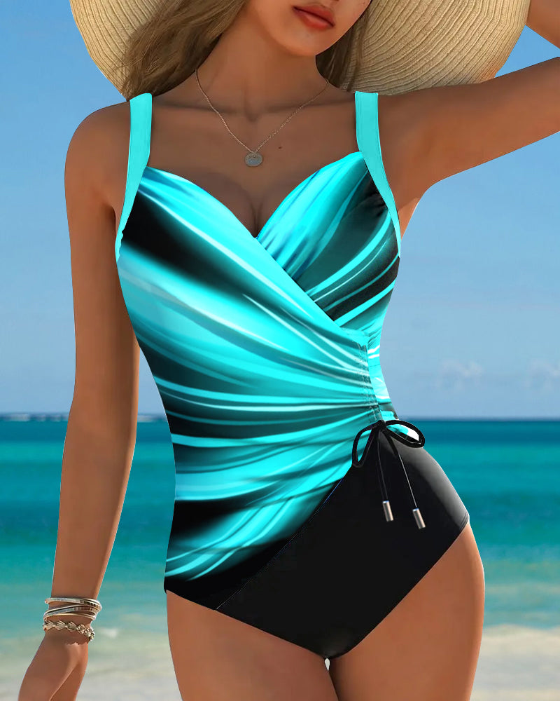 Costume da bagno intero con laccetti a contrasto