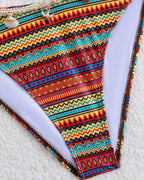 Bikini casual con frange a righe arcobaleno