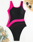 Costume da bagno intero di tendenza con colori a contrasto