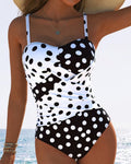 Costume Intero Color Block A Pois