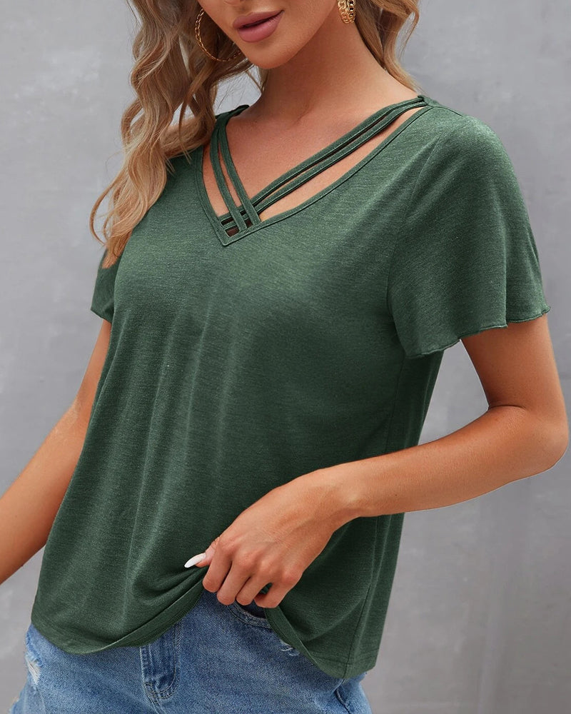 T-shirt monocolore con cut out