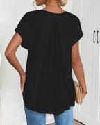 T-Shirt A Maniche Corte Tinta Unita Patchwork