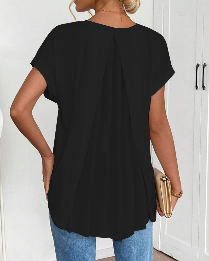 T-Shirt A Maniche Corte Tinta Unita Patchwork