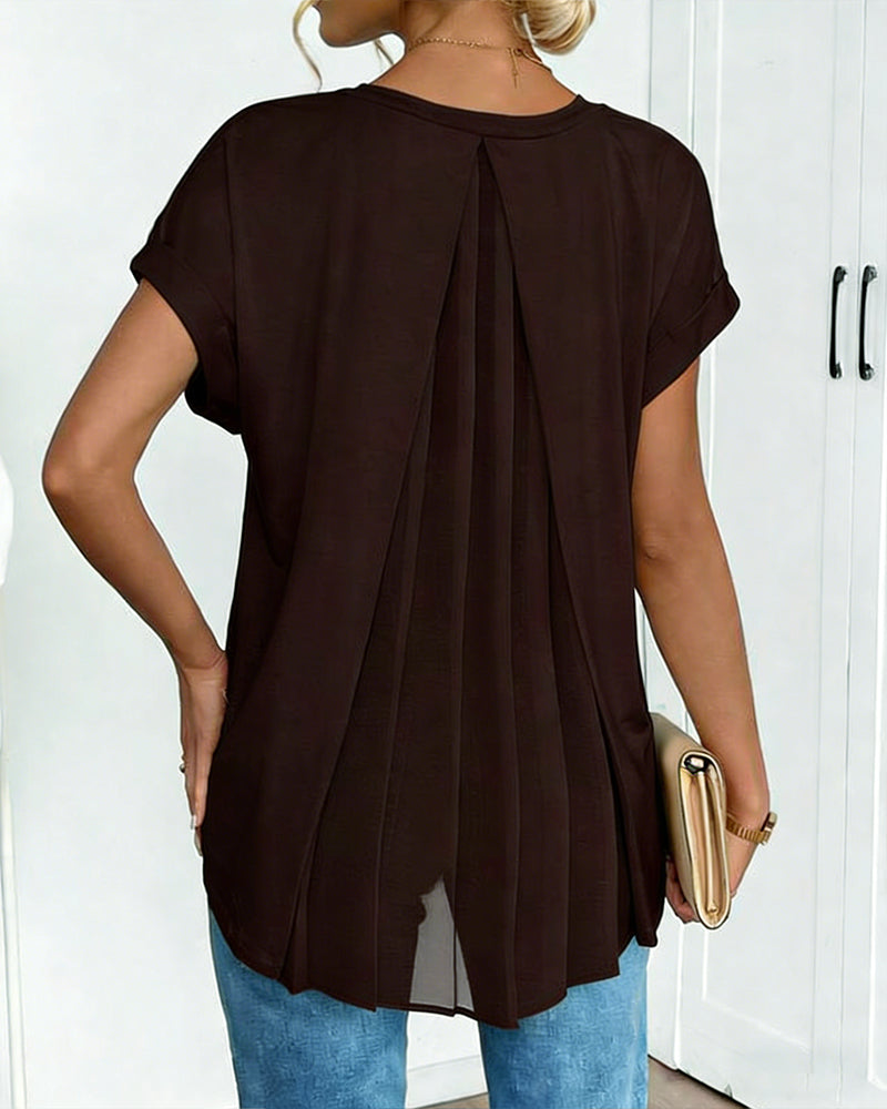 T-Shirt A Maniche Corte Tinta Unita Patchwork
